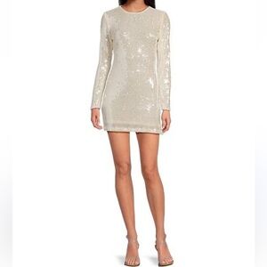 NWT Gianni Bini Ruby Sequin Round Neck Long Sleeve Bodycon Mini Dress
